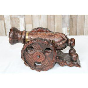 Vintage Carved Wooden Cannon